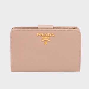 Small Saffiano Leather Wallet in tan